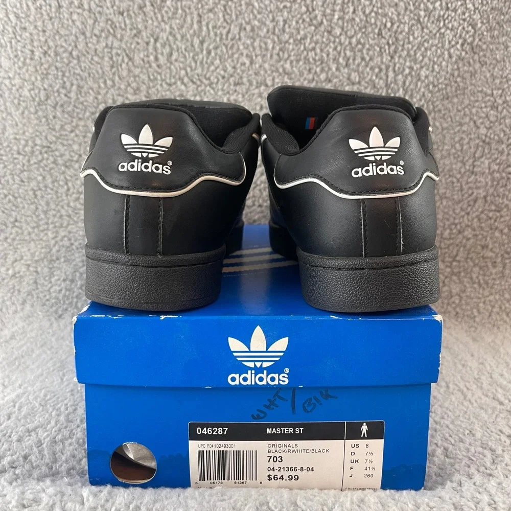 Adidas Original Master ST Mens Size 8 Black White Skate Casual VTG Shoes 046287‎